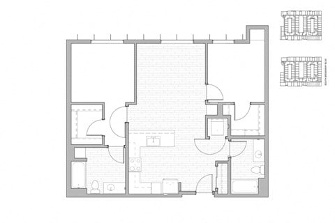 Floor plan for 2 beds, 2 baths, 1035 sqft